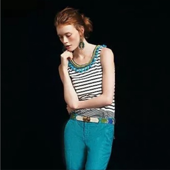 ANTHROPOLOGIE One September Striped Pom Pom Tank Top - Picture 9 of 9